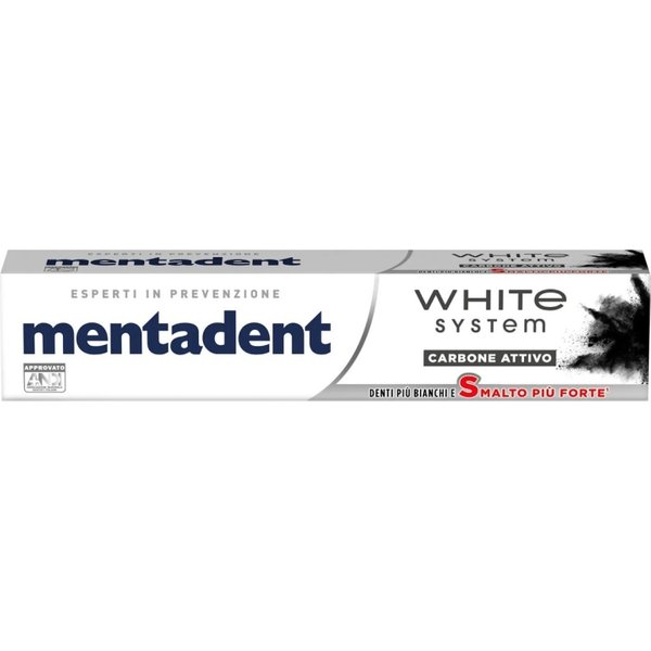 Mentadent White System Carbone Attivo - Dentifricio Sbiancante E Rinforzante Smalto 75 Ml-image