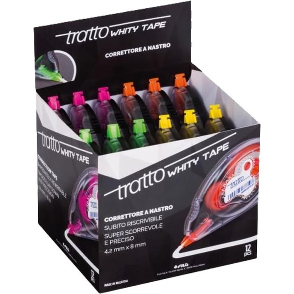 Fila Tratto Whity Tape - 12 Correttori A Nastro Colori Assortiti-image