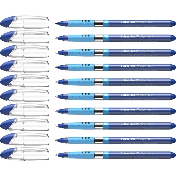 Schneider Slider Basic - 10 Penne A Sfera Inchiostro Tratto Extralarge XB Blu-image