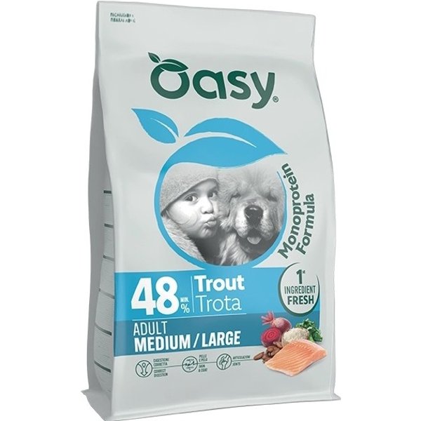 Oasy Monoprotein Formula Cane Adult Trota - Alimento Completo Per Cani Adulti Di Taglia Media E Grande 10 Kg-image