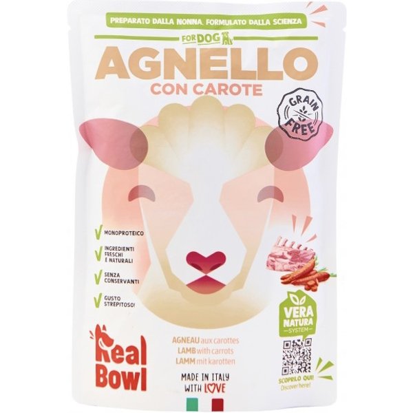 Real Bowl Agnello Con Carote - Alimento Completo Per Cani 400 Gr-image
