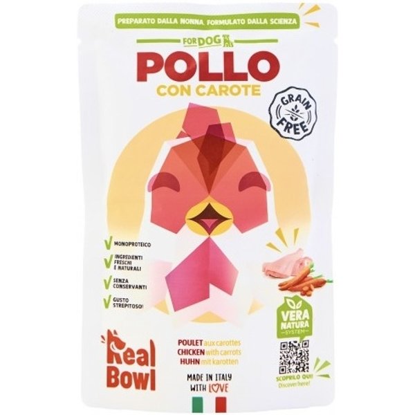 Real Bowl Pollo Con Carote - Alimento Completo Per Cani Di Tutte Le Taglie 150 Gr-image
