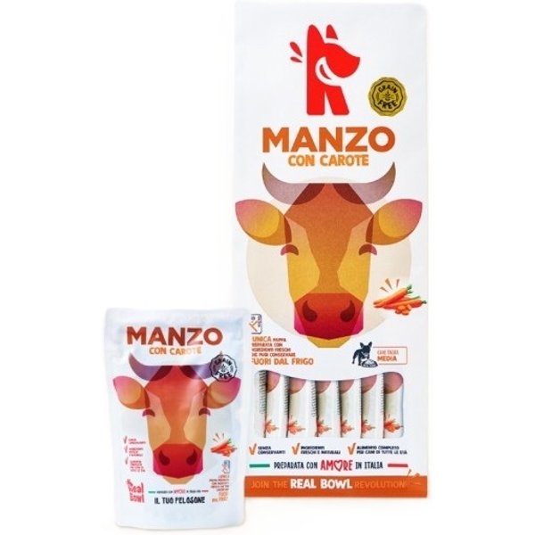 Real Bowl Manzo Con Carote - Alimento Completo Per Cani Di Tutte Le Taglie 7 Bustine Da 400 Gr-image