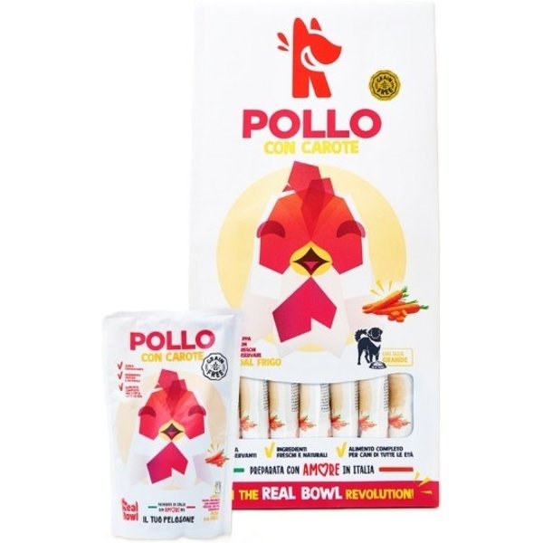 Real Bowl Pollo Con Carote - Alimento Completo Per Cani Di Tutte Le Taglie 14 Bustine Da 700 Gr-image