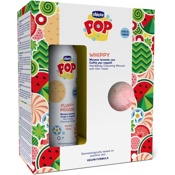 Chicco Pop Fluffy Mousse Vaniglia - Detergente Lavante 2In1 Corpo E Capelli Con Cuffia 200 Ml-image