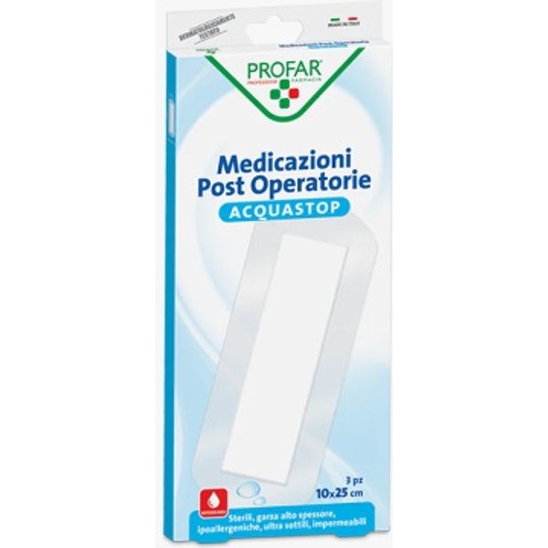 Profar Medicazioni Post Operatorie Acquastop Cerotti 10X25 Cm 3 Pezzi **-image
