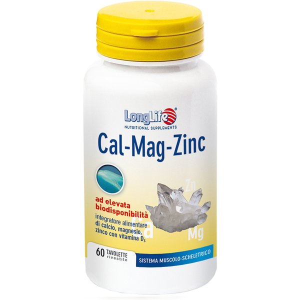 Longlife Cal Mag Zinc Integratore Calcio Magnezio Zinco 60 Tavolette-image