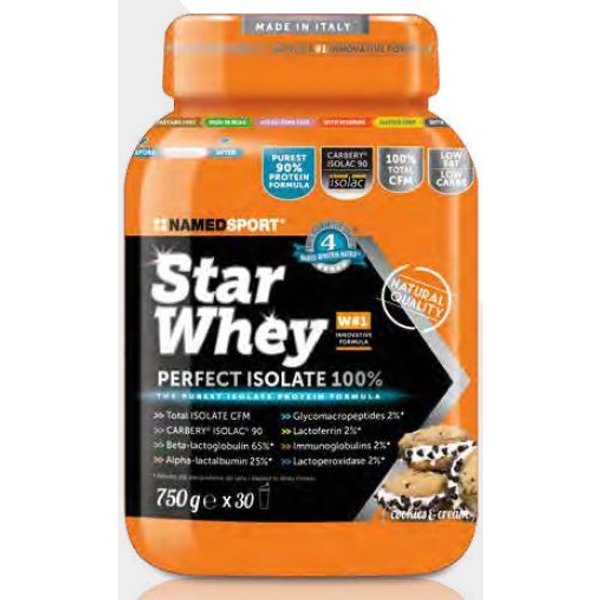 Named Sport Star Whey Perfect Isolate 100% Integratore Gusto Cookies Cream 750 Gr-image