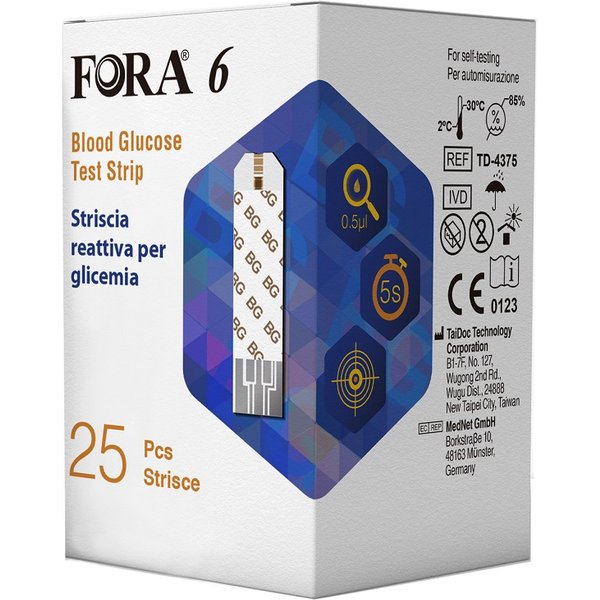 Fora 6 Strisce Reattive Misurazione Glicemia 25 Strisce **-image
