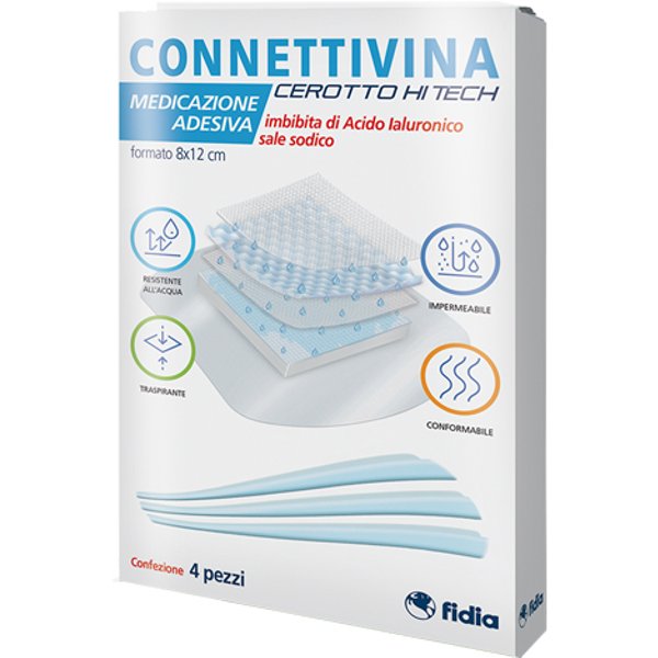 Connettivina Cerotto Hi Tech Medicazione Adesiva 8X12 Cm 4 Pezzi **-image