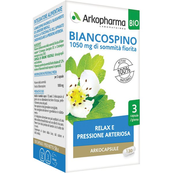 Arkopharma Arkocapsule Biancospino Bio Integratore Per Rilassamento E Pressione Arteriosa 45 Capsule-image