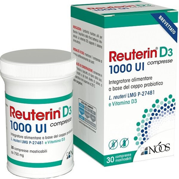 Reuterin D3 1000 Ui Integratore Per Flora Intestinale E Sistema Immunitario 30 Compresse Masticabili-image