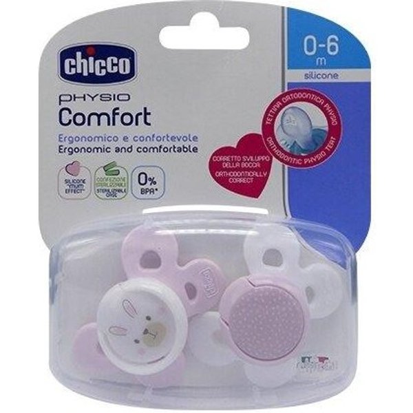 Chicco Succhietto Physio Comfort Girl Silicone 0-6 Mesi 2 Pezzi-image