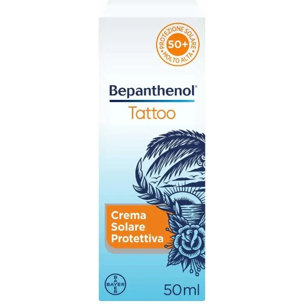 Bepanthenol Tattoo Crema Protezione Solare Molto Alta Per Tatuaggio SPF50+ 50 Ml-image