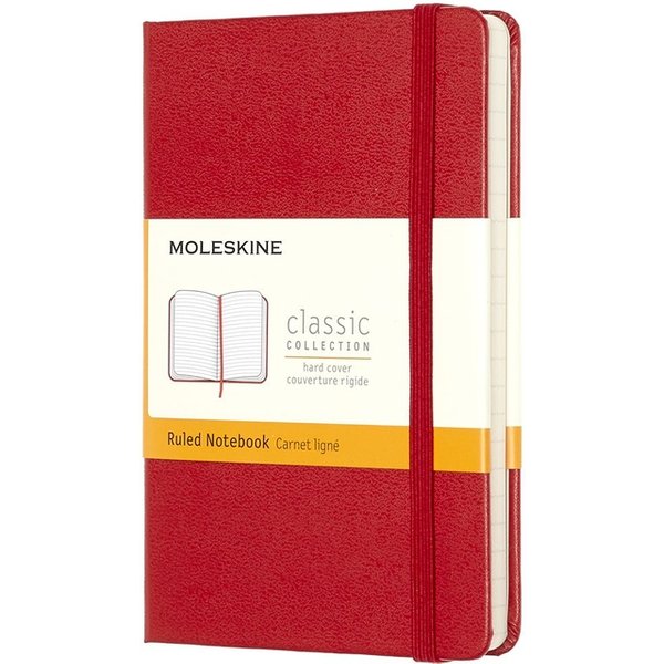 Notitieboek Moleskine pocket 90x140mm lijn hard cover rood