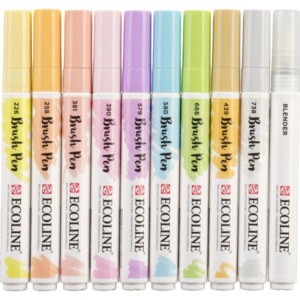 Brushpen Talens Ecoline set à 10 stuks pastel