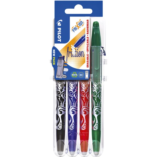 Rollerpen PILOT friXion medium basis assorti Set2Go à 4 stuks