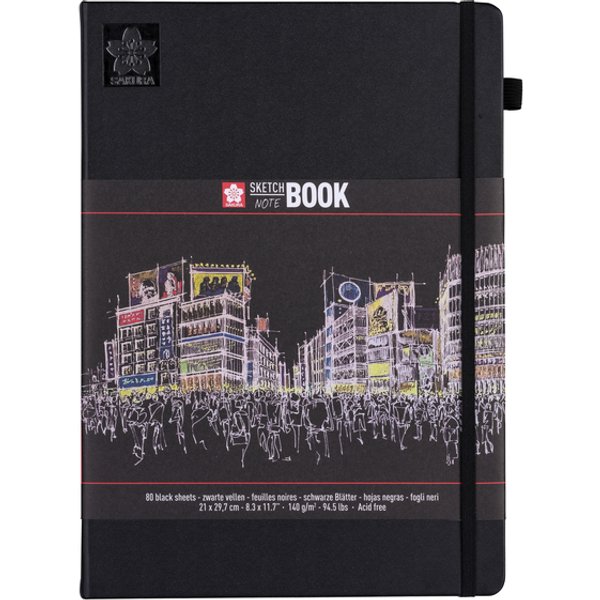 Schetsboek Sakura 80 zwarte vellen 140gr 210x297mm zwart