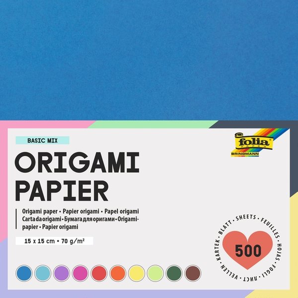 Origami papier Folia 70gr 15x15cm 500 vel assorti kleuren
