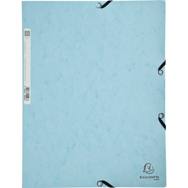 Elastomap Exacompta Aquarel A4 3 kleppen 400gr glanskarton blauw