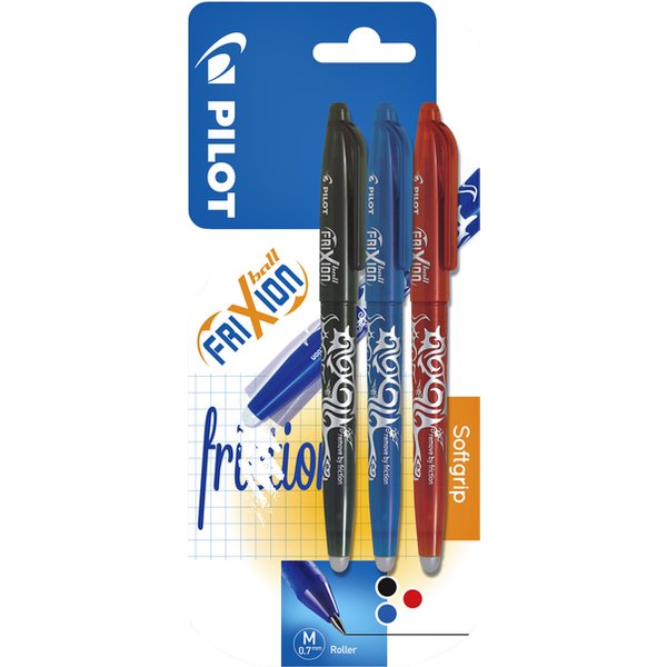 Rollerpen PILOT friXion medium assorti blister à 3 stuks