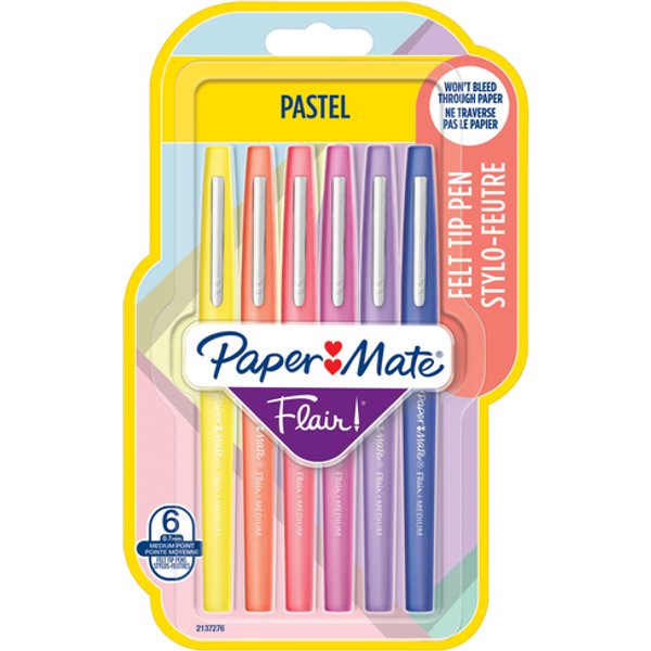 Fineliner Paper Mate Flair Pastel blister à 6 kleuren