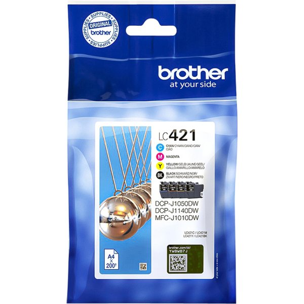 Inktcartridge Brother LC-421 zwart + 3 kleuren