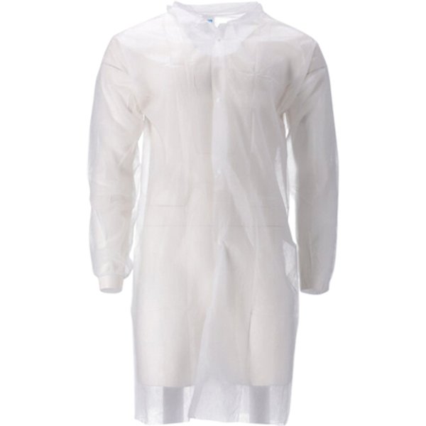 Bezoekersjas CMT XXL non-woven drukknopen 104cm lang PP wit