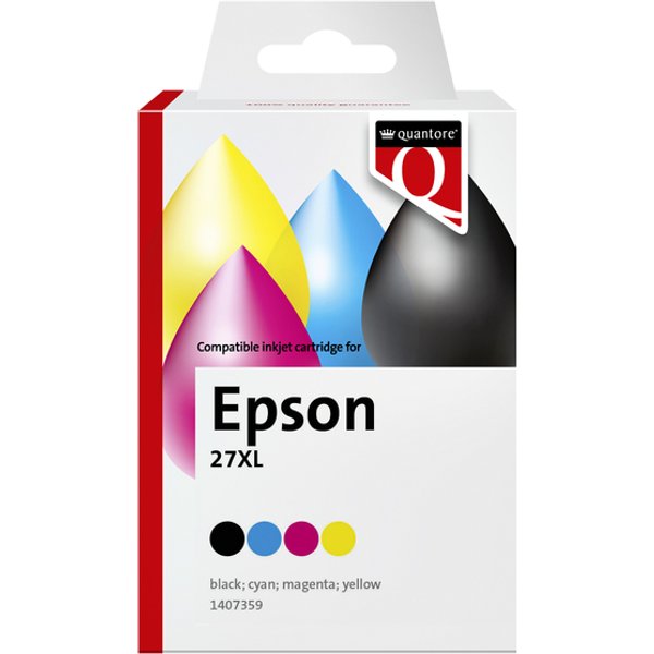 Inktcartridge Quantore alternatief tbv Epson 27XL zwart+3kleur