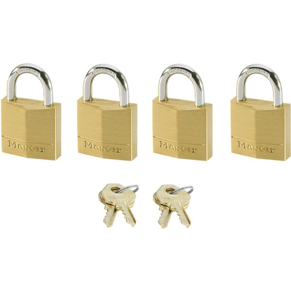 Hangslot MasterLock 4 gelijksluitend messing 20mm 4 stuks