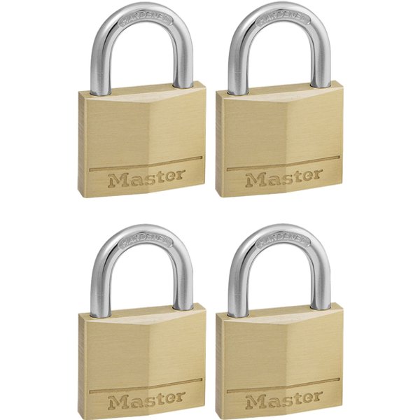 Hangslot MasterLock 4 gelijksluitend messing 40mm 4 stuks
