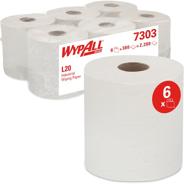 Poetspapier WypAll L20 GeneralClean 2-laags 380 vel wit 7303