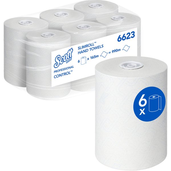 Handdoekrol Scott Control Slimroll 1-laags 165m wit 6623