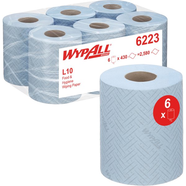 Poetspapier WypAll L10 GeneralClean 1-laags 430 vel blauw 6223