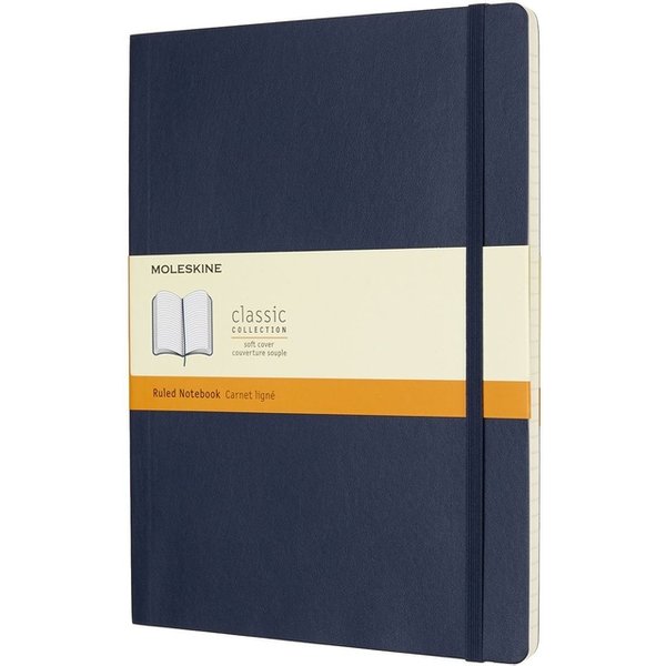 Notitieboek Moleskine XL 190x250mm lijn soft cover sapphire blue