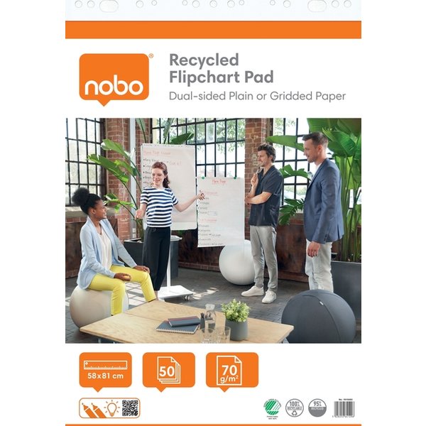 Flipoverpapier Nobo gerecycled 58x81cm dubbelzijdig plano 50vel