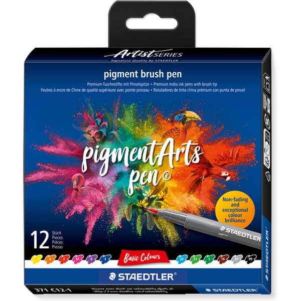Brushpen Staedtler PigmentArts set à 12 kleuren