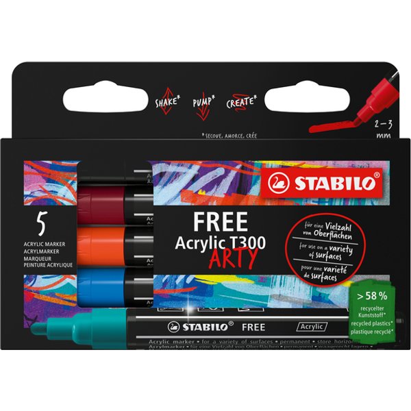 Acrylmarker STABILO Free Acrylic T300 Urban assorti 5 stuks