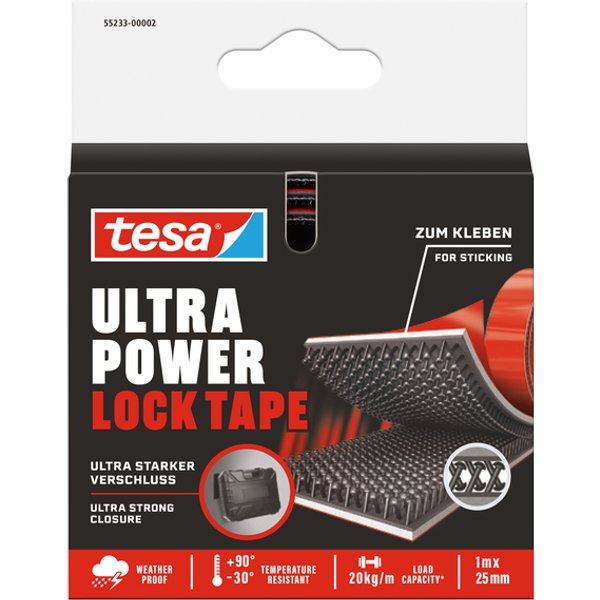 Klittenband tesa Ultra Power Lock Tape 100cmx25mm zwart