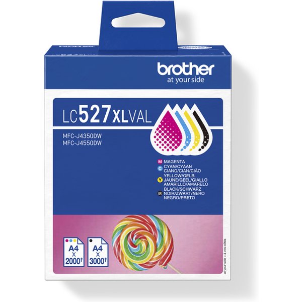 Inktcartridge Brother LC-527XL zwart + 3 kleuren