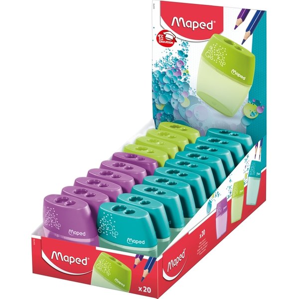 Puntenslijper Maped Shaker 2-gaats display à 20 stuks assorti