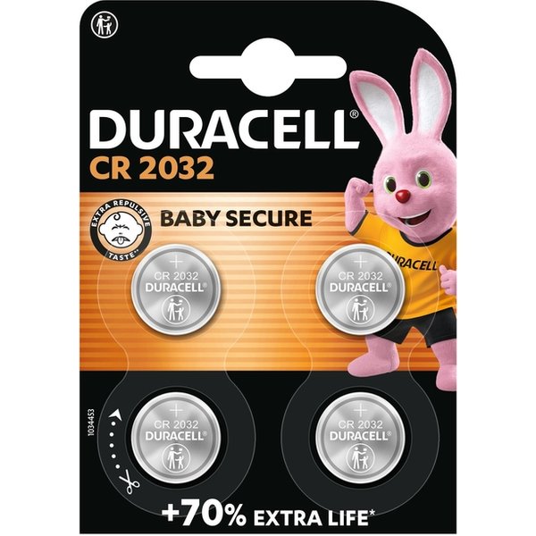 Batterij Duracell knoopcel 4xCR2032 lithium Ø20mm 3V-180mAh