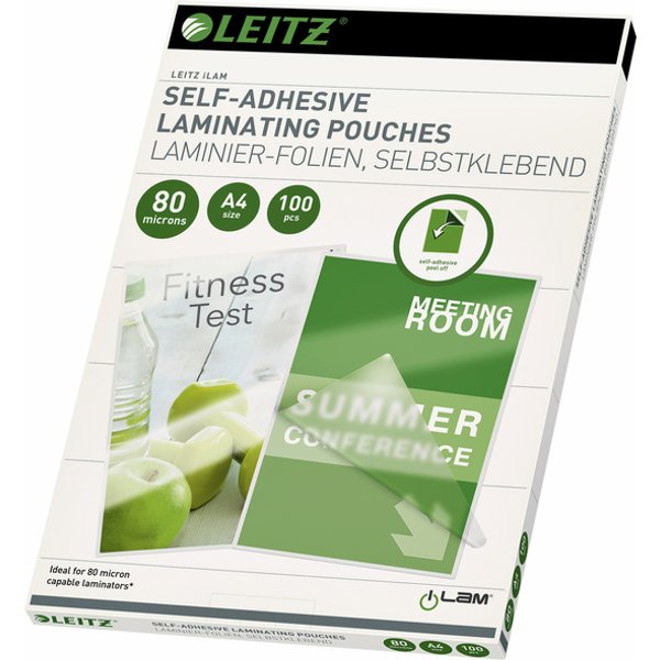 Lamineerhoes Leitz iLAM A4 zelfklevend 2x80micron EVA 100 stuks