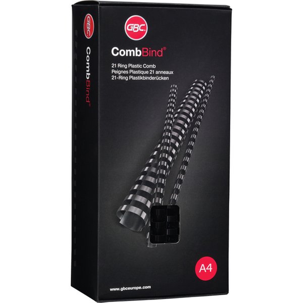 Bindrug GBC 12mm 21rings A4 zwart 100 stuks