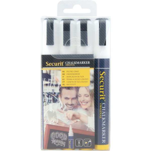 Krijtstift Securit SMA-510 schuin wit 2-6mm blister à 4 stuks