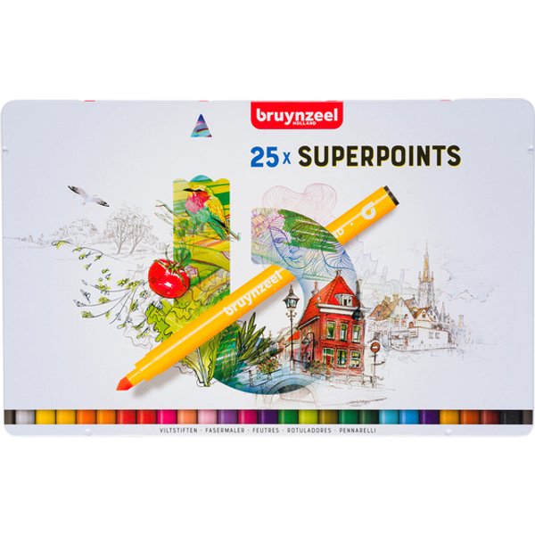 Viltstift Bruynzeel Creatives Superpoints assorti blik à 25 stuks