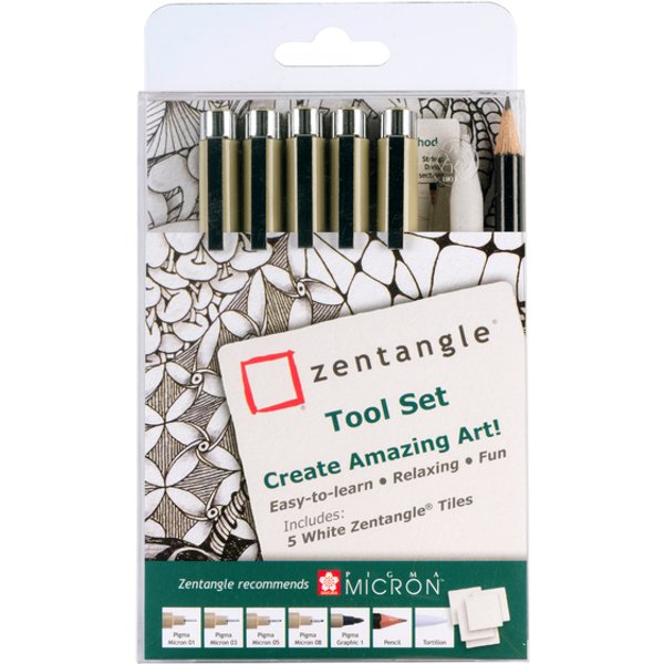 Tekenset Sakura Zentangle set à 12 delen assorti