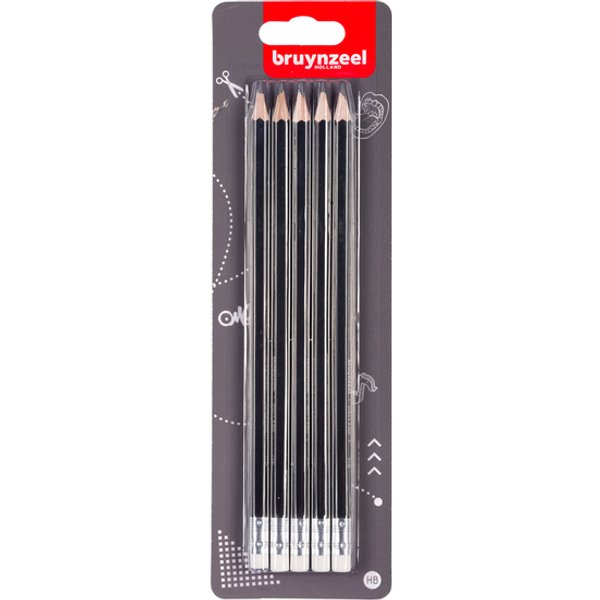 Potlood Bruynzeel Teens HB met gum 5 stuks