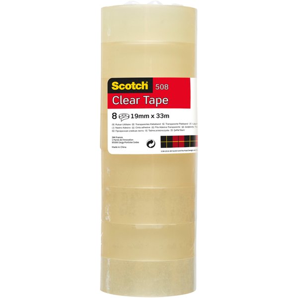 Plakband Scotch 508 19mmx33m transparant 8 rollen