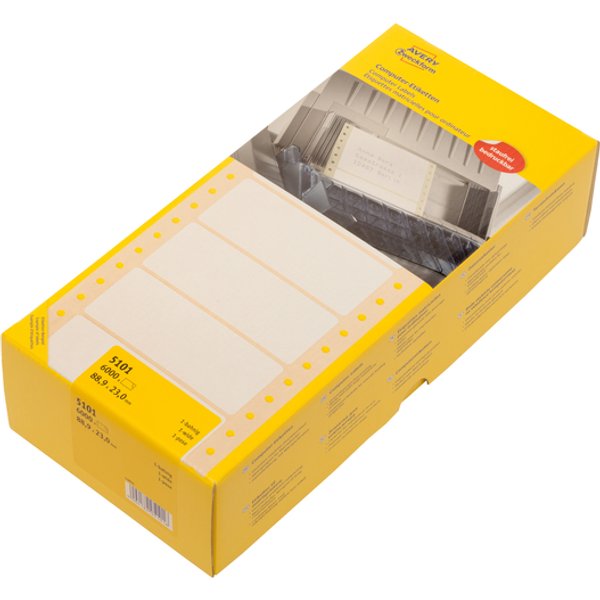 Etiket Avery 5101 88.9x23mm 1-baans wit 6000 stuks